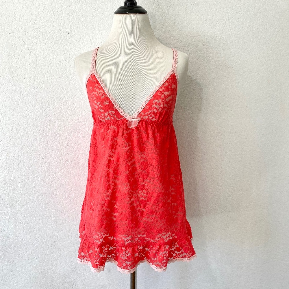 Victoria's Secret Coral Lace Babydoll Slip Lingerie